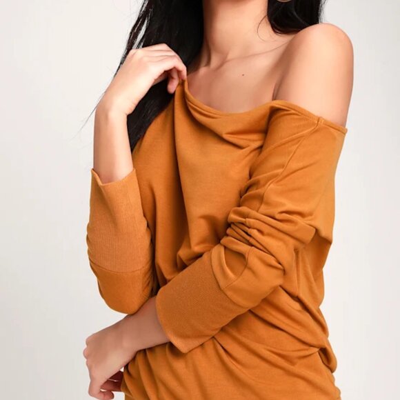 Lulus Travis Rust Orange Long Sleeve Sweater Top - Picture 4 of 4